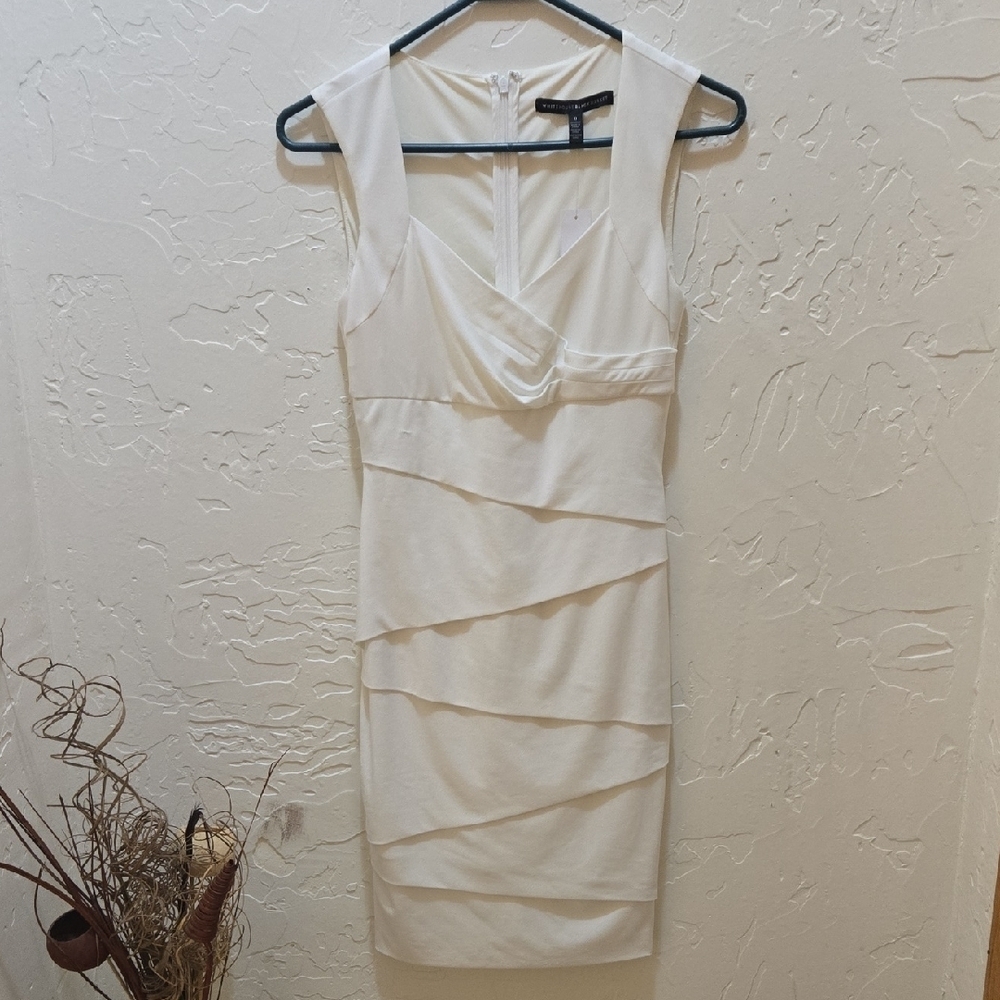 White House Black Market Tiered Cream Mini Dress